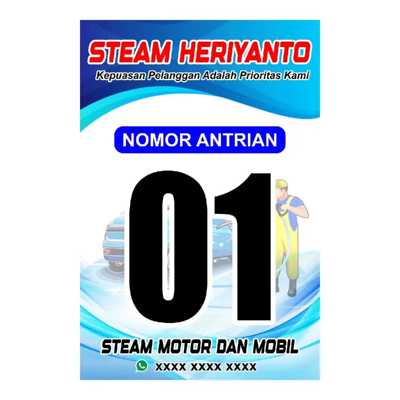 cetak kartu nomor antrian 01-100 custom desain 0