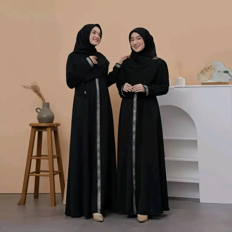 Gamis Abaya Syari Jumbo/Gamis Maxi Panjang Ful varian felat renda Arab/Abaya Gamis Turkey Tali pinggang Kekinian 2024