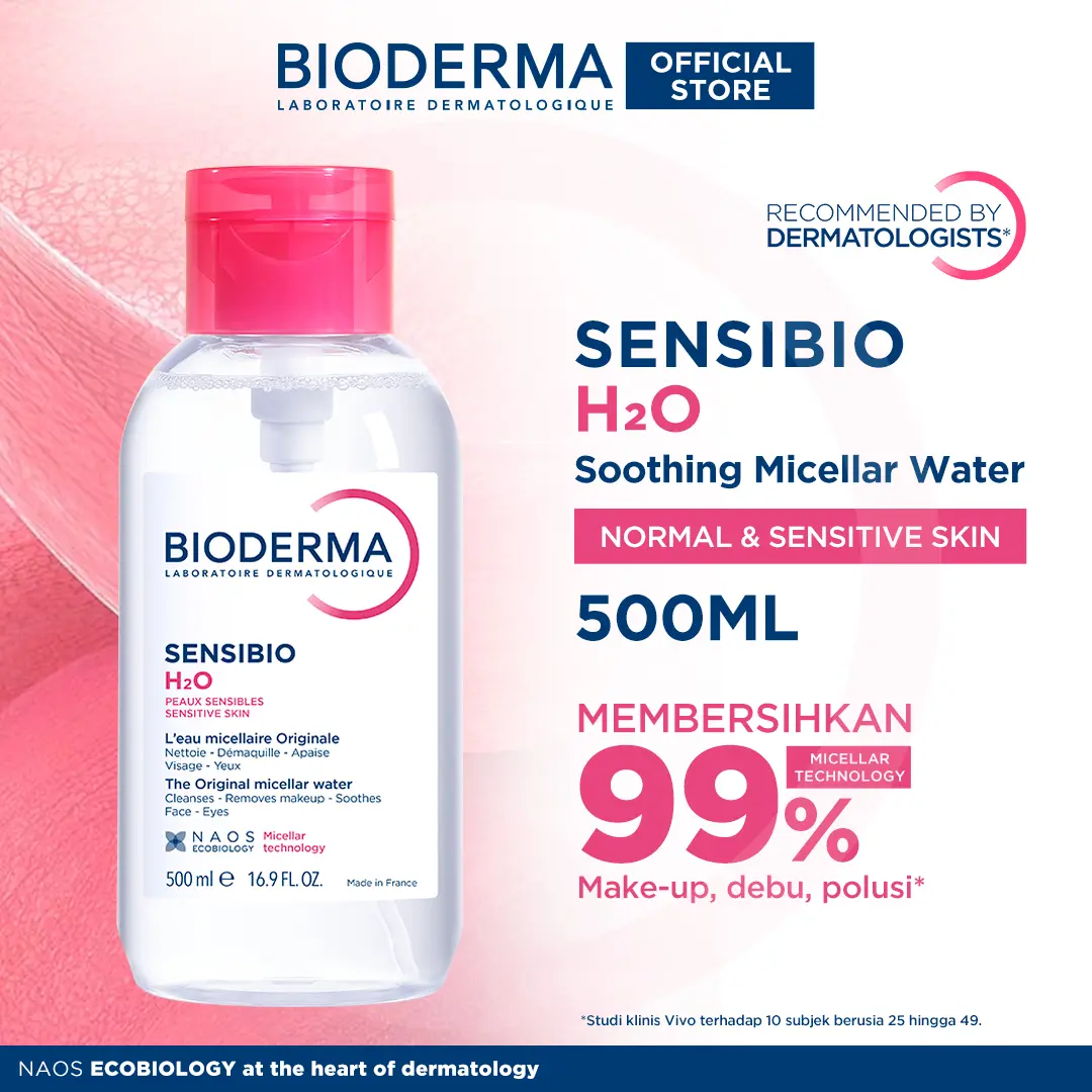 Bioderma Sensibio H2O 500 ml Pump - Micellar Water untuk Semua Jenis Kulit / Kulit Sensitif