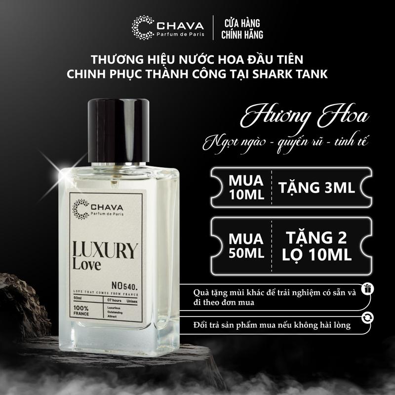 [Nước Hoa Unisex Gợi Cảm, Ngọt Ngào] C CHAVA LUXURY LOVE Mùi Hương Gỗ Ấm Áp, Ngọt Ngào, Sâu Lắng, Sang Trọng - Phong Cách Tự Tin, Cuốn Hút, Quyến Rũ - Chính Hãng, Lưu Hương Lâu 6-8h/Da & 3-7 Ngày/Quân Áo, Tiêu Chuẩn Pháp,  Perfume Xịt Thơm