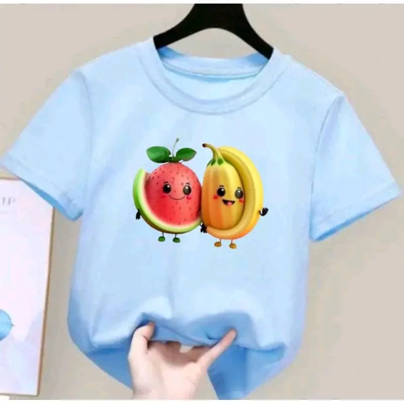 baju kaos anak anak unisex motif semangka dan pisang usia 2th sampai 10th 1
