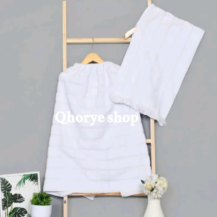 pakaian ihram anak tk instan / setelan ihram anak paud dan tk Baju Haji Muslim Putih Nyaman  Lembut Katun Peci 1