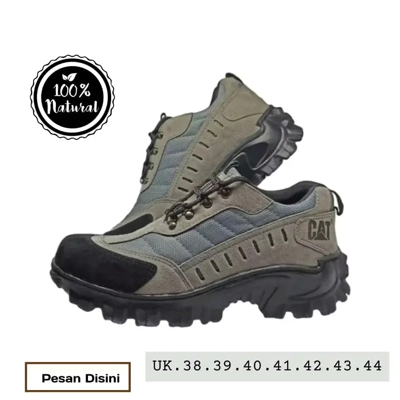 sepatu safty canterpilar ujung besi tinggi sematakaki warna abu webbing atletis Titanium Waterproof size 40 safety sintetis fleksibel derby shoes Pria High safety  boots sepatu  tentara
