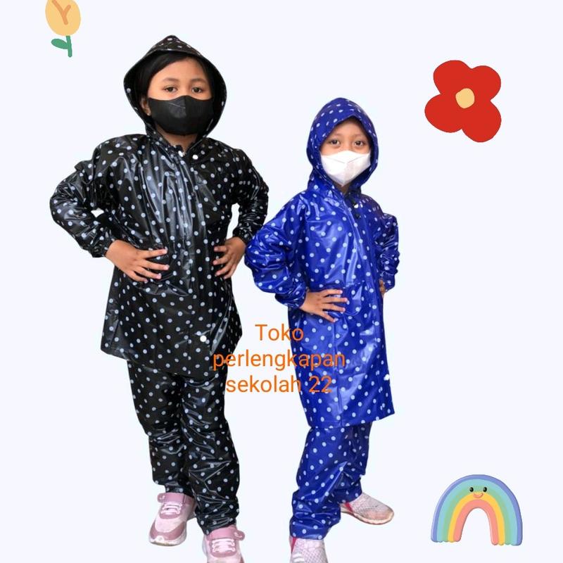 jas hujan anak laki² dan perempuan usia 4 sampai 10thn motip pulkadot lucu tebal dan bagus 0