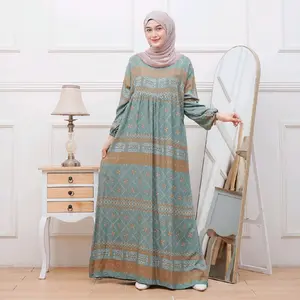 Rinti Gamis Rayon Premium Motif Etnik Muslim Wanita Jumbo.