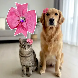 [PITA]Migo Aksesoris A15 Jepitan Bulu Anabul Bunga Grossgrain Pink / Kucing/Anjing Pet Cat Dog Ribbon Hair Pin Clip Kalung Bando Hiasan Rambut Kepala