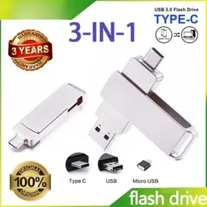 TYPE-C Flashdisk USB 1tb 2tb Kecepatan Tinggi, Driver Flash Logam USB , USB Flash Drive Untuk Hp/Komputer Android Dan Perangkat Lainnya Storage Otg Penyimpanan - Silver 1TB