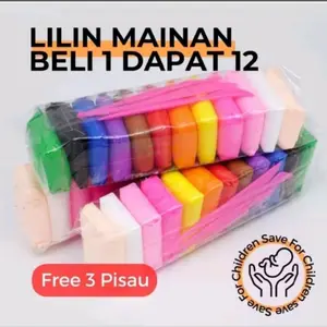 CLAY POLYMER ISI 12PC MAINAN ANAK MAINAN LILIN POLYMER