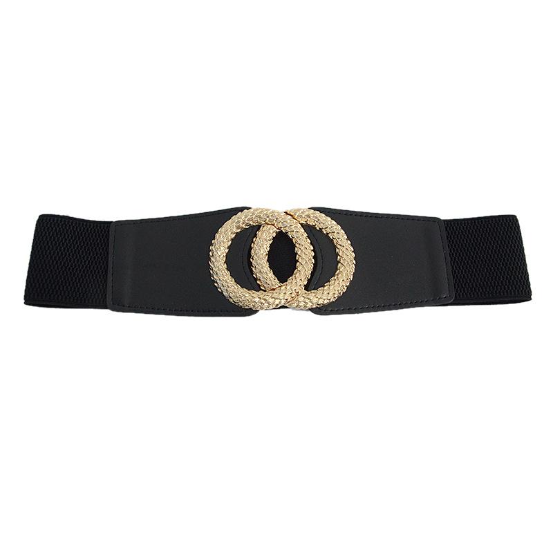 Product Introduction of New Women's Belt Double Ring Decoration Cinched Waist Slim-Fit Elastic Waist Seal with Skirt Coat 15