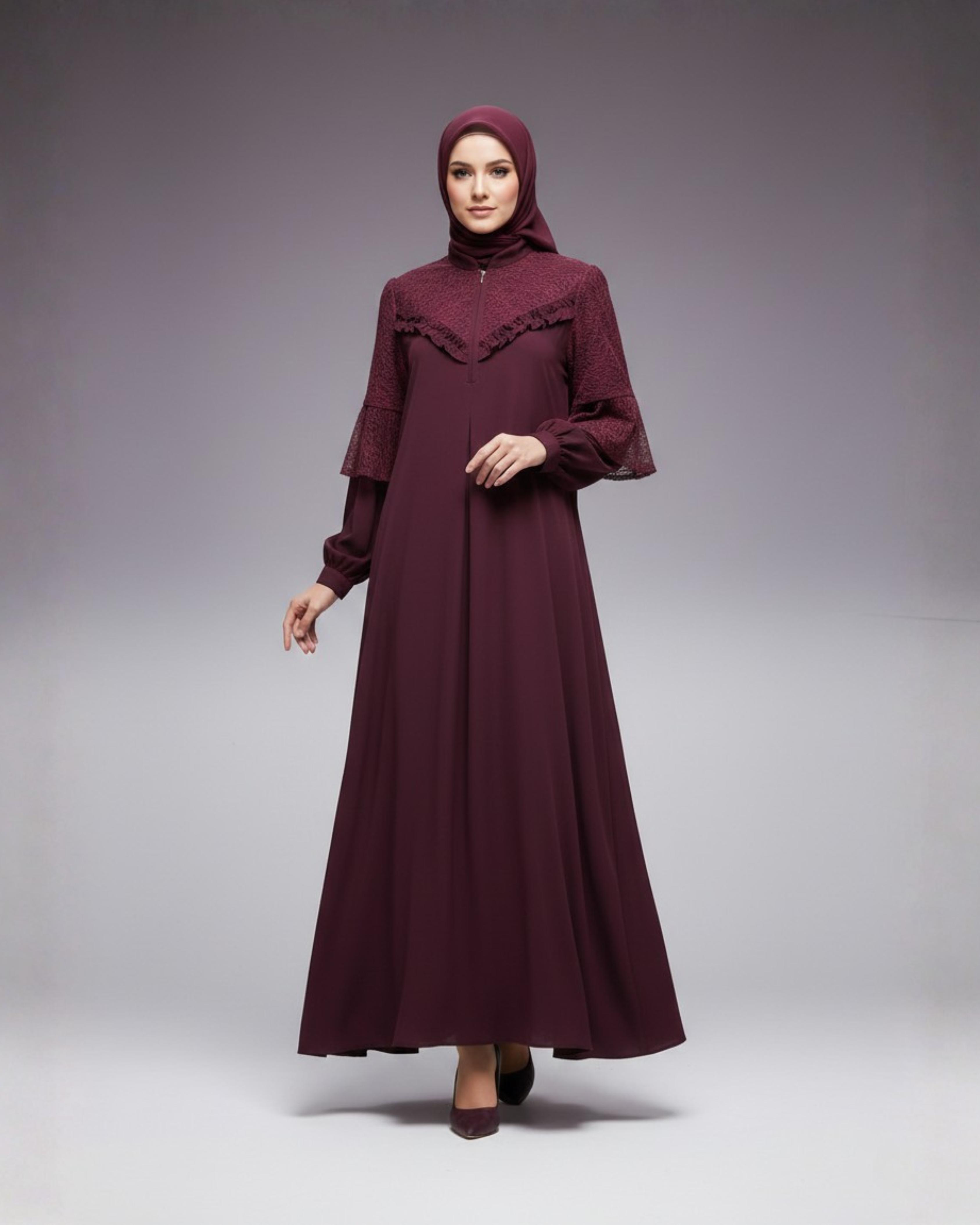 dress Anti UV Mix Brokat Cantily – Baju Wanita Dewasa Kain Soft Lembut Variasi  Cantik Formal gamis lebaran mewah busui friendly