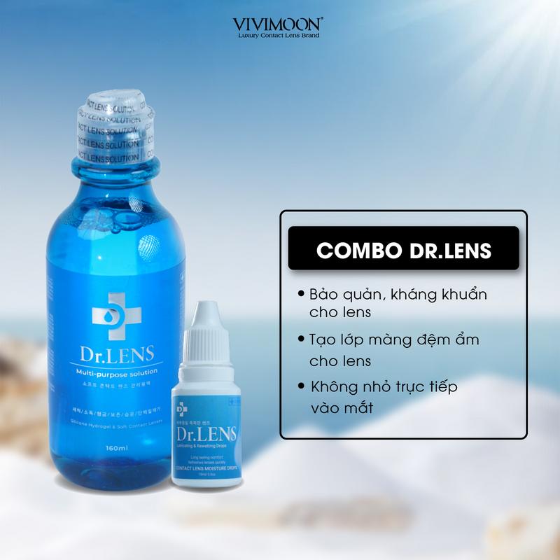 Combo DRLENS gồm nước ngâm lens và nhỏ mắt VIVIMOON LENS rửa kính áp tròng ( 160ml và 360ml)