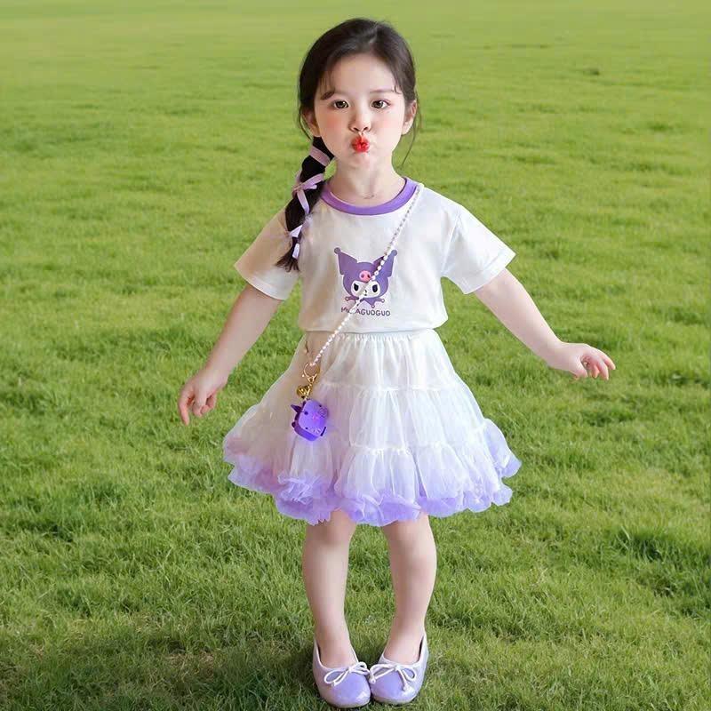 SET VÁY KUROMI TÍM  VÀ  SET VÁY MELODY HỒNG SIÊU CUTE CHO BÉ GÁI ( GỒM ÁO PHÔNG MIX CHÂN VÁY CÓ LÓT BÊN TRONG )hàng mới về đủ sz từ 12-26kg