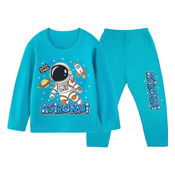Baju Tidur Anak Gambar Astronot Piyama Setelan Panjang Ukuran 1 Sampai 10 Tahun Katun Lengan Panjang-2029