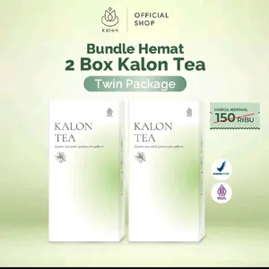 [TT] Twin Package 2 Box Kalon Teh Hijau Premium Saffron Isi 40 Kantong Tea Bags BPOM & HALAL Aman Di Konsumsi