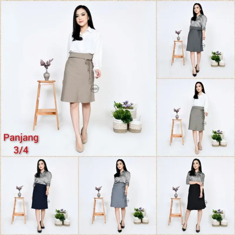 Rok Kerja Kantor Pendek Midi Skirt Model A line 3 4 Dan 7 8 Hitam Polos Wanita Bahan Formal Import High Premium Quality Rok Pendek Hitam A Line Model Payung Bahan Kantor Formal Wanita 0