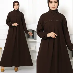 Gamis Mahohany Lebaran Jumbo Dengan Mute Swarovsky Elegan Simpel Mewah