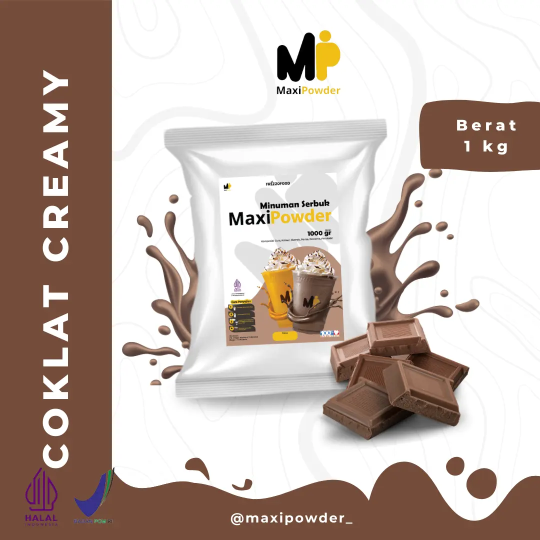 Bubuk Minuman Rasa Coklat Creamy 1kg / Minuman Kekinian Coklat Creamy Termurah / MaxiPowder