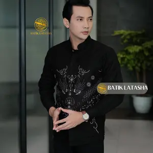 BATIK LATASHA - KOKO BATIK PRIA SLIMFIT MOTIF HARIS | KERAH SANGHAI BATIK LAKI LAKI FULL FURING LENGAN PANJANG