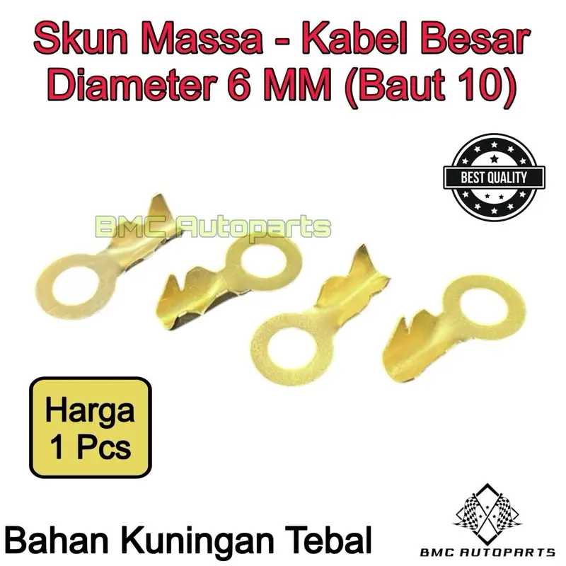 Terminal / Skun Massa Ring Baut 10 (M6) Diameter 6 MM Bahan Kuningan Tebal Untuk Kabel Besar - K10