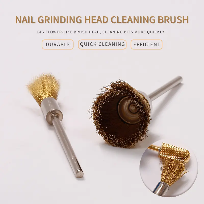2 Pcs nail dust remover Mini Copper Wire Brushes Stainless Steel Handle Dental Nail Drill Bit Cleaning Brush for Slag Stain Rust Dust short  nail  beds wire  nail  machine wire  nail  machine