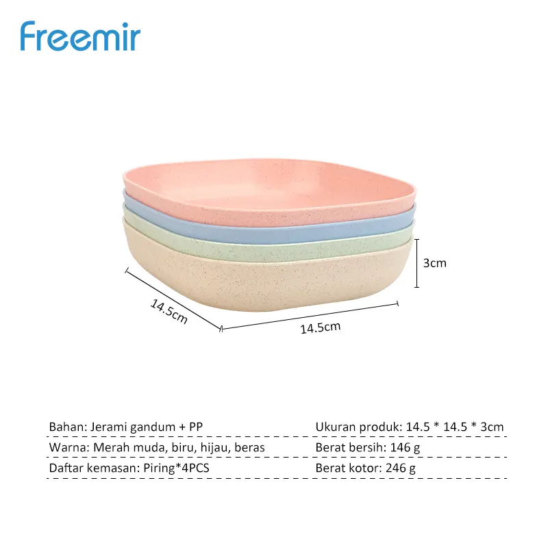 (Bisa COD) freemir Set Piring + Gelas  Piring Saji Hidangan Makanan Cemilan Food Grade Kitchenware Serbaguna Alat Dapur Unik 4