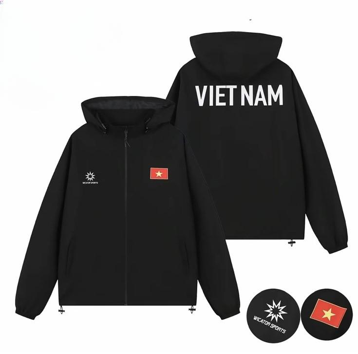 **Deal Mở Bán** Áo Khoác Gió Thể Thao In Logo Việt Nam 2 Lớp Có Mũ Tháo Rời - Phong Cách Thời Trang, Hiện Đại