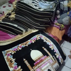 SAJADAH_ID - Sajadah Turki Motif Masjid & Ka'bah Ukuran 110x70cm Dengan Alas Anti Slip Bahan Premium 70cmx110cm
