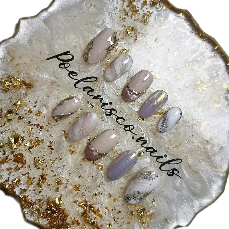 Poelarisco.nails Kuku Buatan Handmade Premium Nude Tip Kuku Palsu dengan Lem dan Toolkit - Art, Polish Cat Kutek 2