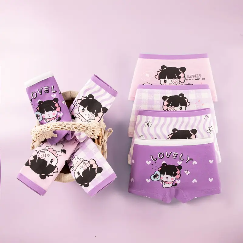 YEPPEO~CD1767 Celana Dalam Boxer Anak Perempuan CD Bahan Katun Motif Kartun Ungu Pink Kid Lucu Fashion 2