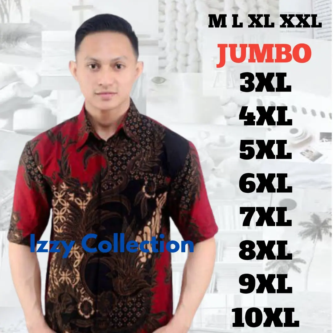 Baju batik pria jumbo lengan pendek kekinian Katun Lembut Motif Nyaman Pekalongan