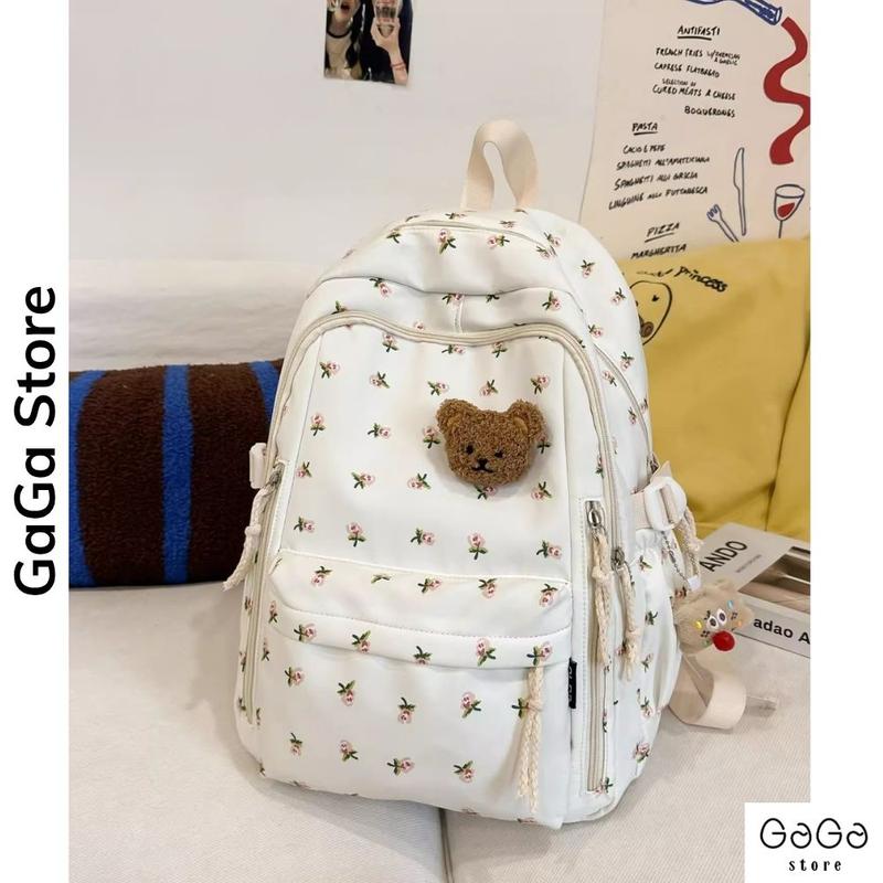 Balo đi học nữ cho học sinh , sinh viên họa tiết hoa dễ thương phong cách Hàn Quốc B867 gagastore