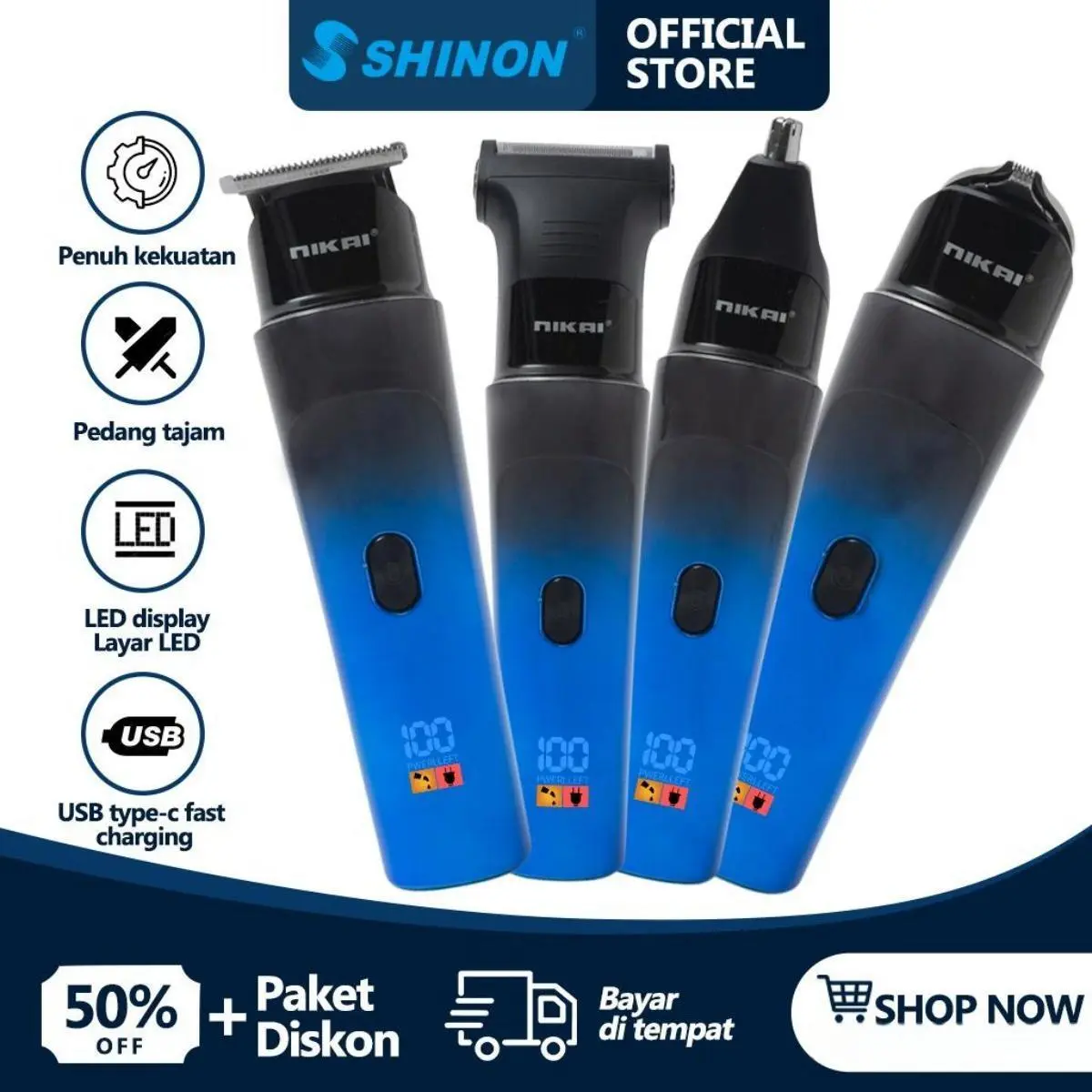 NIKAI Pisau Cukur Jenggot Set Mesin CUkur All in One Man Grooming Professional Alat Ukur Rambut Nose Trimmer Alat Pangkas Rambut Kumis Jenggot Elektrik Pria Brewok Pembersih Hidung Kerokan Jenggot Pencukur mesin potong rambut original Gunting