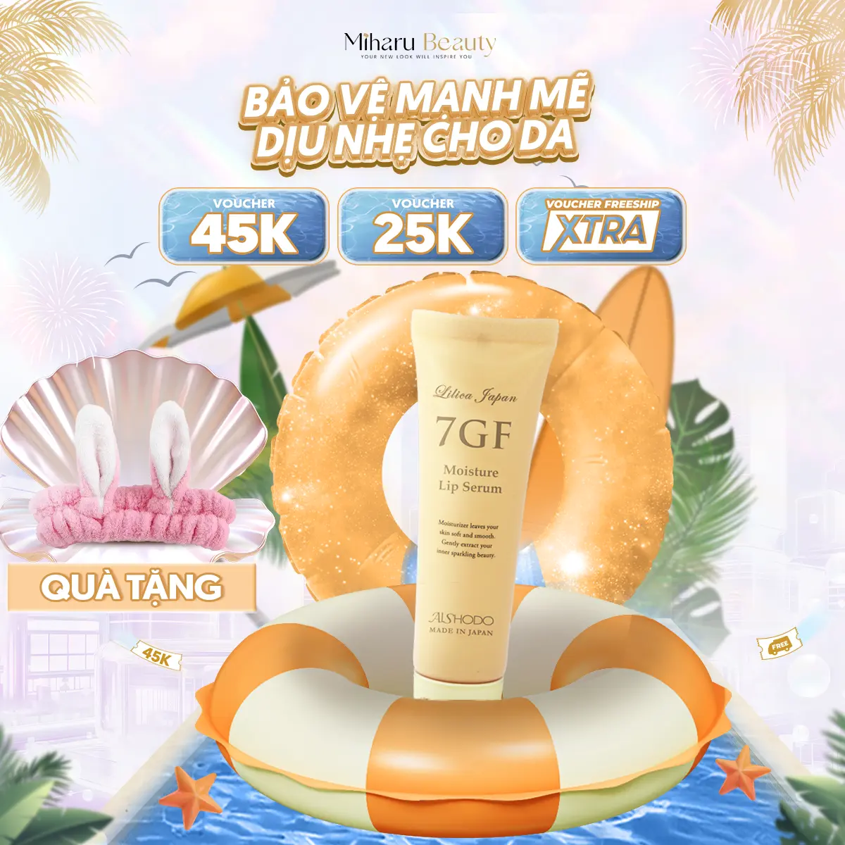 Tuýp Serum dưỡng môi căng mọng tinh chất Peptide và Collagen - 7GF Moisture Lip Serum 10g Son Nữ Women Son Dưỡng