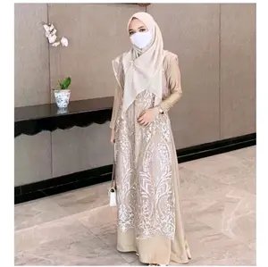 Outer Kardigan Long Vest Brukat/Rompi Brukat/Luaran Gamis/Outer Terbaru Tileu Brukat