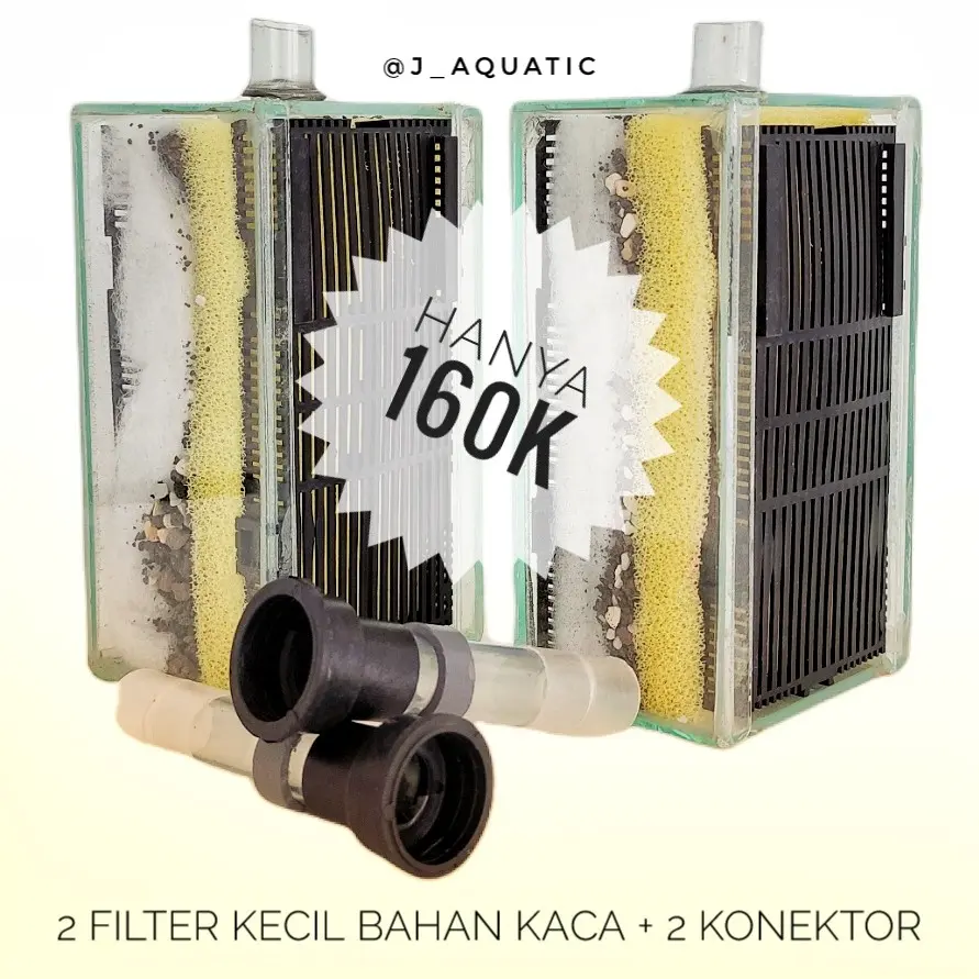Paket Bandling 2 filter aquarium kecil bahan kaca tanpa pompa