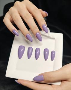 Lavender Purple Press On Nails 100% Handmade | Matte & Glossy Dual Finish | Medium Oval / New Chinese Square / Medium Almond | Soft & Romantic | Super Flattering for All Skin Tones | Dreamy Vibes