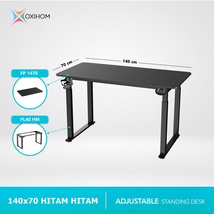 Gambar Dual Kaki Meja Naik Turun Hidrolik Kokoh Kuat Stabil OXIHOM FL40 - 140x70 Hitam Hitam dari Abditama Living Kota Depok 5 Tokopedia