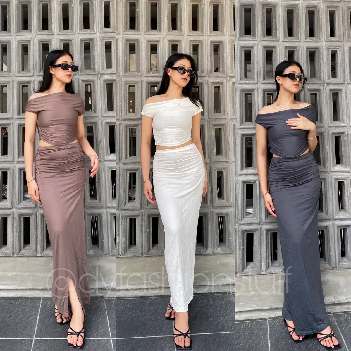 Set Moci Spandex || One set top dan rok - rok belah - sabrina