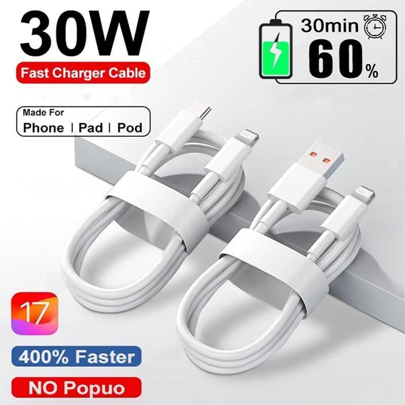 สายชาร์จ PD, 30W, สำหรับ ios 11, 12, 13, 14, Pro Max, Mini, XR, XS Plus, USB Type C ถึง 8 Pin To C, 