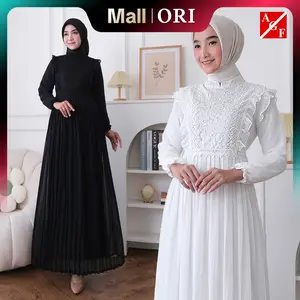 Agnes Hijab - Syafa Dress Gamis Putih Lebaran 2026 Terbaru Baju Muslim Wanita Dewasa Gaun Pesta Kondangan Mewah Simple Elegan Pengajian Manasik Haji Umroh 843