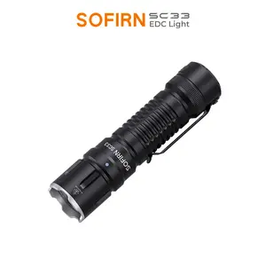 Sofirn SC33 5200LM Senter Taktis EDC dengan Kecerahan Tinggi, Baterai 21700 5000mAh, Mode Pencahayaan Ganda/Taktis dengan Berbagai Kecepatan, Pengisian Daya USB-C, Saklar Belakang, Portabel untuk Penerangan Luar Ruangan