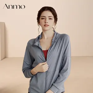 ANMO - Atasan Wanita Lengan Panjang Pakaian Olahraga Gym Yoga Anti UV UPF100+ Jacket Wanita Olahraga Nyaman Dipakai  Peter Pan Collar Pink Sports Outerwear & Hoodies   Sports Outerwear & luaran & hoodie olahraga cepat kering