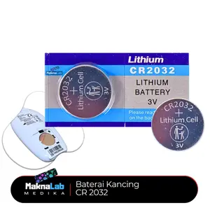 Baterai CR 2032 Lithium Cell l Batre Alat Sinoheart Sinocare Model Kancing Bulat Jam