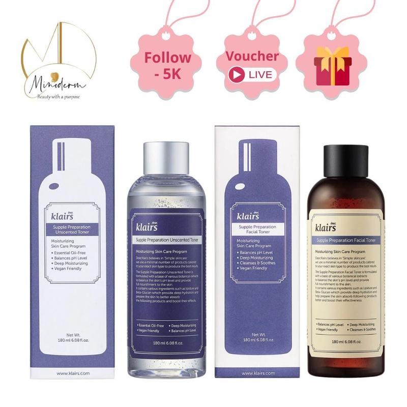Toner Nước Hoa Hồng Klairs Supple Preparation Unscented Cấp Ẩm Làm Dịu Chính…