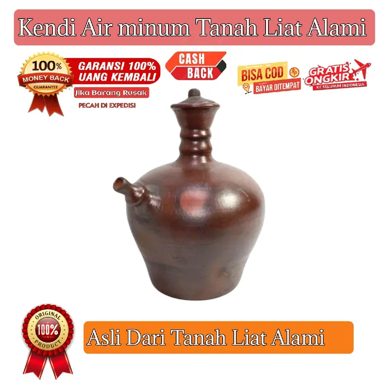 Kendi Air Minum Tradisional Alami dari Tanah Liat Ramah Lingkungan kendi Botol minuman 0