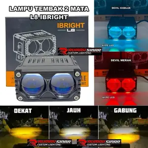 IBRIGHT LAMPU TEMBAK 2 mata BLUE LENS dengan devil merah