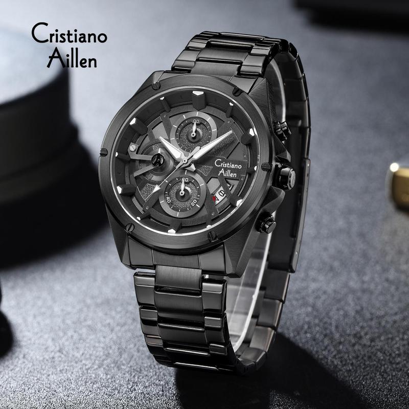 CristianoAillenJamTanganPriaAnalog8895RantaiStainlessSteelChronographKacaSapphireWaterResistant3ATMWatchesWaterproof 7