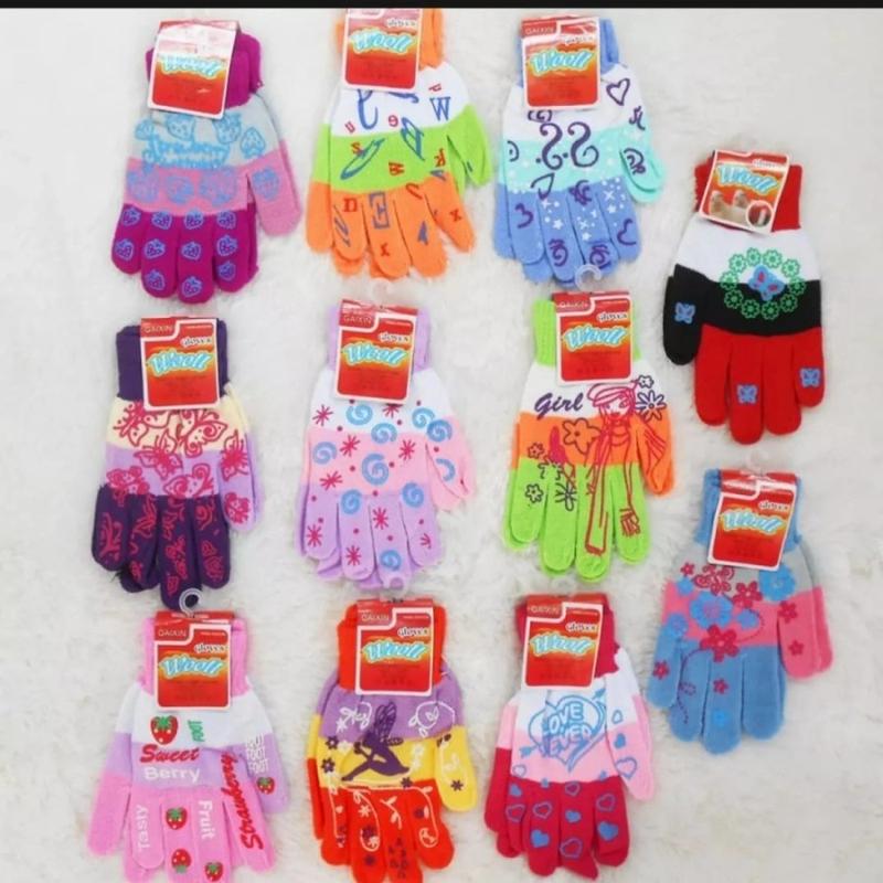Sarung Tangan Rajut Pelangi Belang Motif Wanita Dewasa Gloves 1