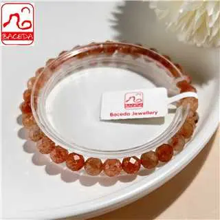 0826 New Arrival Baceda Daily Aureate Sun Stone ±6mm Faceted Round Beaded Bracelet