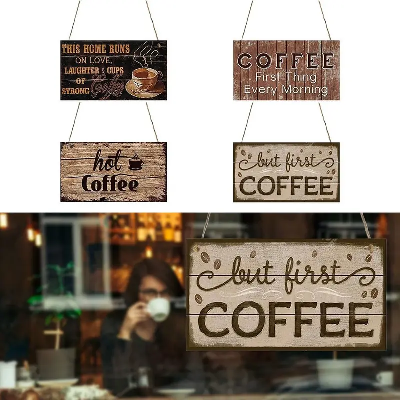 Bảng Hiệu Nhắc Nhở, Bảng Hiệu Cửa, Bảng Hiệu In Chữ Bền, Bảng Hiệu Cà Phê, Làm Bằng Gỗ, Thích Hợp Cho Khách Sạn, Bảng Thông Báo, Để Sử Dụng Trong Văn Phòng 0